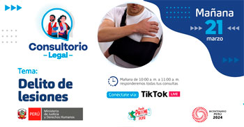 Evento online gratis "Delito de lesiones"del MINJUSDH