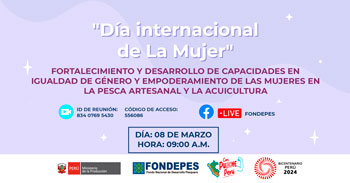 Evento online gratis "Día internacional de La Mujer" de FONDEPES