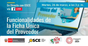 Evento online gratis "Funcionalidades de la ficha unica del proveedor" del OSCE