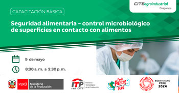   Capacitación online "Seguridad alimentaria - control microbiológico de superficies en contacto con alimentos"