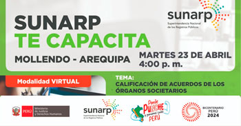  Charla online gratis "Calificación de acuerdos de los órganos societarios" de la SUNARP