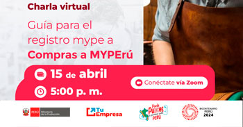 Charla online gratis "Guía para el registro mype a Compras a MYPErú"  de PRODUCE