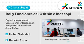  Charla online gratis "Rol y Funciones del Ositrán e Indecopi" de OSITRAN