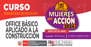 Curso presencial gratis "Office Básico aplicado a la construcción" del SENCICO