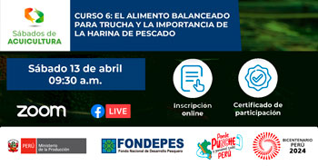 Curso online gratis "El Alimento Balanceado para Trucha y la Importancia de la Harina de Pescado" de FONDEPES