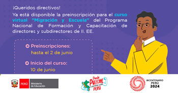  Curso online gratis"Migración y Escuela" del MINEDU