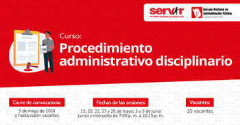  Curso online gratis "Procedimiento administrativo disciplinario" de SERVIR