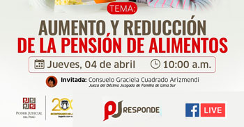 Evento online gratis "Aumento, y reducción de la pension de alimentos" del Poder Judicial del Perú