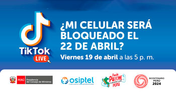  Evento online gratis "¿Mi celular será bloqueado el 22 de abril?" de OSIPTEL
