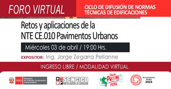 Foro online gratis Retos y aplicaciones de la NTE CE.010 Pavimentos Urbanos del SENCICO