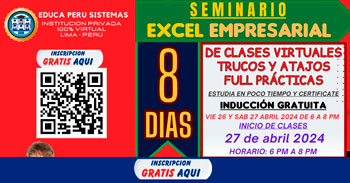  Seminario online gratuito "Excel Empresarial" de Educa Perú sistemas