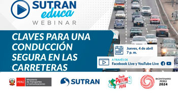 Webinar online gratis "Claves para una conducción segura en las carreteras" de la SUTRAN
