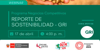 Webinar online gratis"Programa Negocios Competitivos: Reporte de Sostenibilidad GRI" de PromPerú