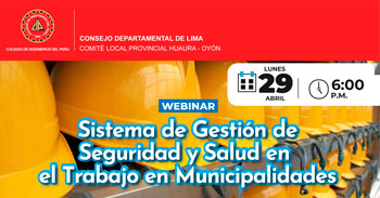  Webinar online gratis  "Sistema de Gestión de Seguridad y Salud en el Trabajo en Municipalidades"