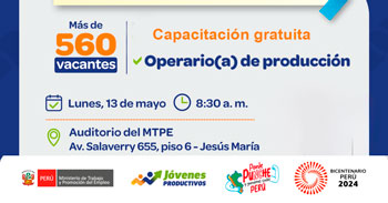 Capacitación laboral gratis "Operario(a) de producción" del MTPE