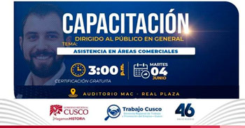  Capacitación presencial "Asistencia en Áreas Comerciales" de la GRTPE Cusco