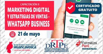  Capacitación online con certificado "Marketing digital y estrategias de ventas" de la DRTPE Huancavelica
