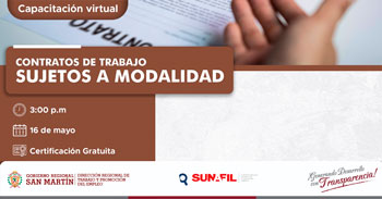  Capacitación online gratis "Contratos de trabajo sujetos a modalidad" DRTPE de San Martín