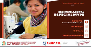  Capacitación online gratis "Régimen laboral especial MYPE" DRTPE de San Martín
