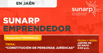  Charla presencial gratis "Constitución de personas jurídicas." de la SUNARP