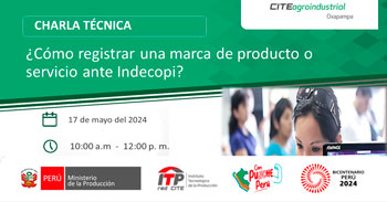   Charla online "¿Cómo registrar una marca de producto o servicio ante Indecopi?" del ITP