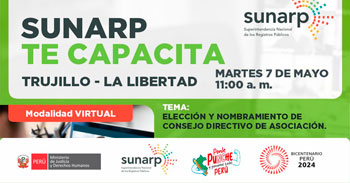  Charla online gratis "Elección y nombramiento de consejo directivo de asociación" de la SUNARP