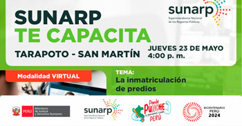  Charla online gratis "La inmatriculación de predios" de la SUNARP