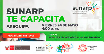  Charla online gratis "Prescripción Adquisitiva de Predio Urbano" de la SUNARP