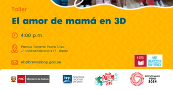  Taller presencial gratis "El amor de mamá en 3D" de la Biblioteca Nacional del Perú - BNP