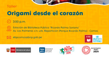 Taller presencial gratis "Origami desde el corazón" de la Biblioteca Nacional del Perú - BNP