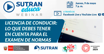  Webinar online gratis Licencia de conducir: lo que debes tener en cuenta para el examen de normas de la SUTRAN