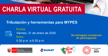 Charla online gratis "Tributación y herramientas para MYPES" de la SUNAT