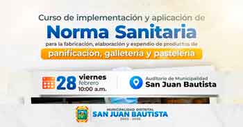 Curso presencial Implementación y aplicación de la norma sanitaria para la fabricación, elaboración y expendio