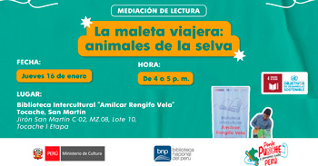 Evento presencial gratuito " La maleta viajera: animales de la selva " de la BNP