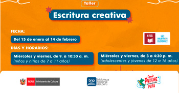 Taller presencial gratis "Escritura creativa" de la BNP