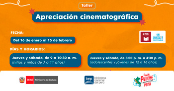 Taller presencial gratis "Apreciación cinematográfica" de la BNP