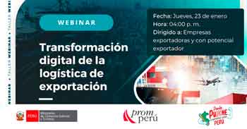 Webinar virtual "Transformación digital de la logística de exportación" del Mincetur