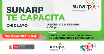 Charla presencial gratis "Saneamiento físico de predios en los proyectos inmobiliarios" de la SUNARP