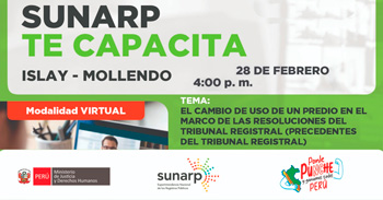 Charla online gratis "El cambio de uso de un predio en el marco de las resoluciones del tribunal registral" 