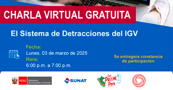 Charla online gratis "El Sistema de Detracciones del IGV" de la SUNAT