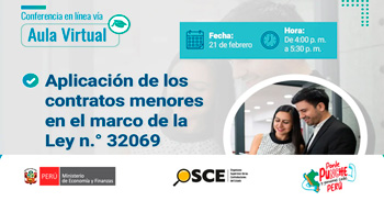 Conferencia online gratis "Aplicación de los contratos menores en el marco de la Ley n.° 32069" del OSCE