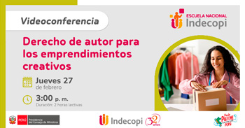 Conferencia online gratis " Derecho de autor para los emprendimientos creativos" del Indecopi