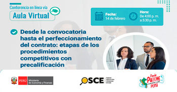 Conferencia online gratis "Desde la convocatoria hasta el perfeccionamiento del contrato" del OSCE