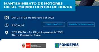 Curso Presencial gratis "Mantenimiento de Motores Diesel Marino dentro de Borda" de FONDEPES