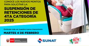 Evento online gratis "Suspensión de retenciones de 4ta categoría 2025" de la SUNAT