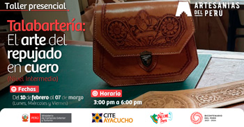 Taller presencial "TALABARETRÍA: El arte del repujado en cuero" del CITE Ayacucho