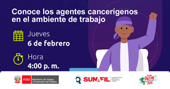 Webinar online gratis "Conoce los agentes cancerígenos en el ambiente de trabajo"  de la SUNAFIL