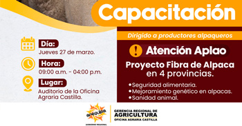  Capacitación presencial "Fibra de Alpaca en 4 provincia" de la Gerencia Regional de Agricultura