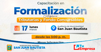 Capacitación presencial "Formalización empresarial, categorías tributarias y fondos concursables"  