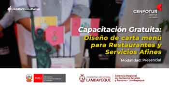 Capacitación presencial gratis "Diseño de Carta Menú para Restaurantes y Servicios Afines" 